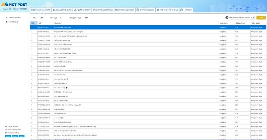 MKT Post Software – Facebook Group Management Dashboard