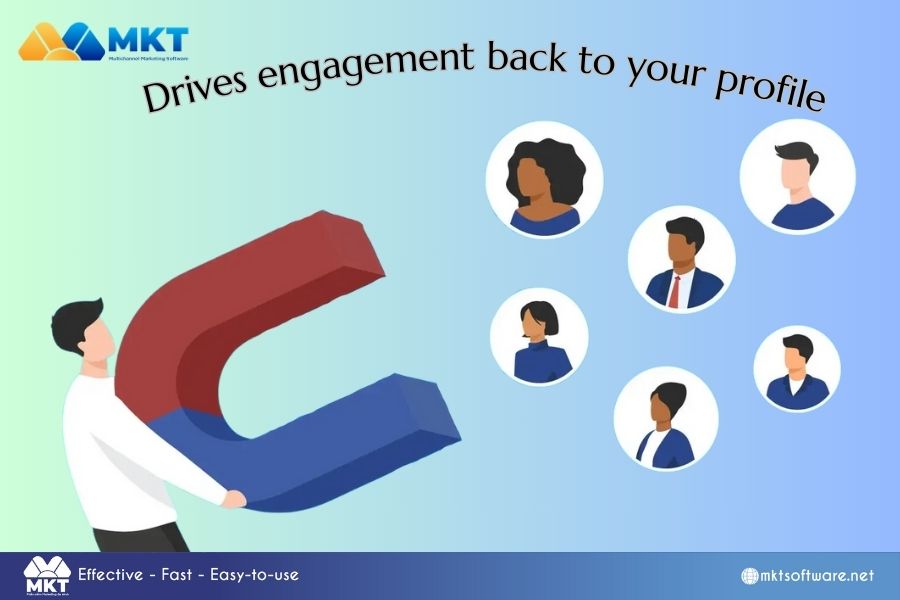 Drives engagement back to your profile